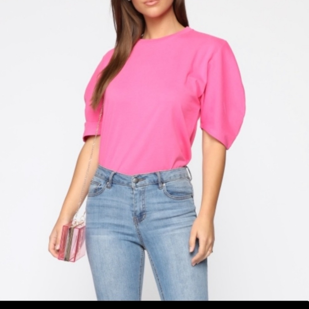 Fashion nova pink puff sleeve top